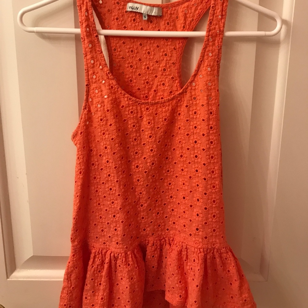Orange lace peplum tank top